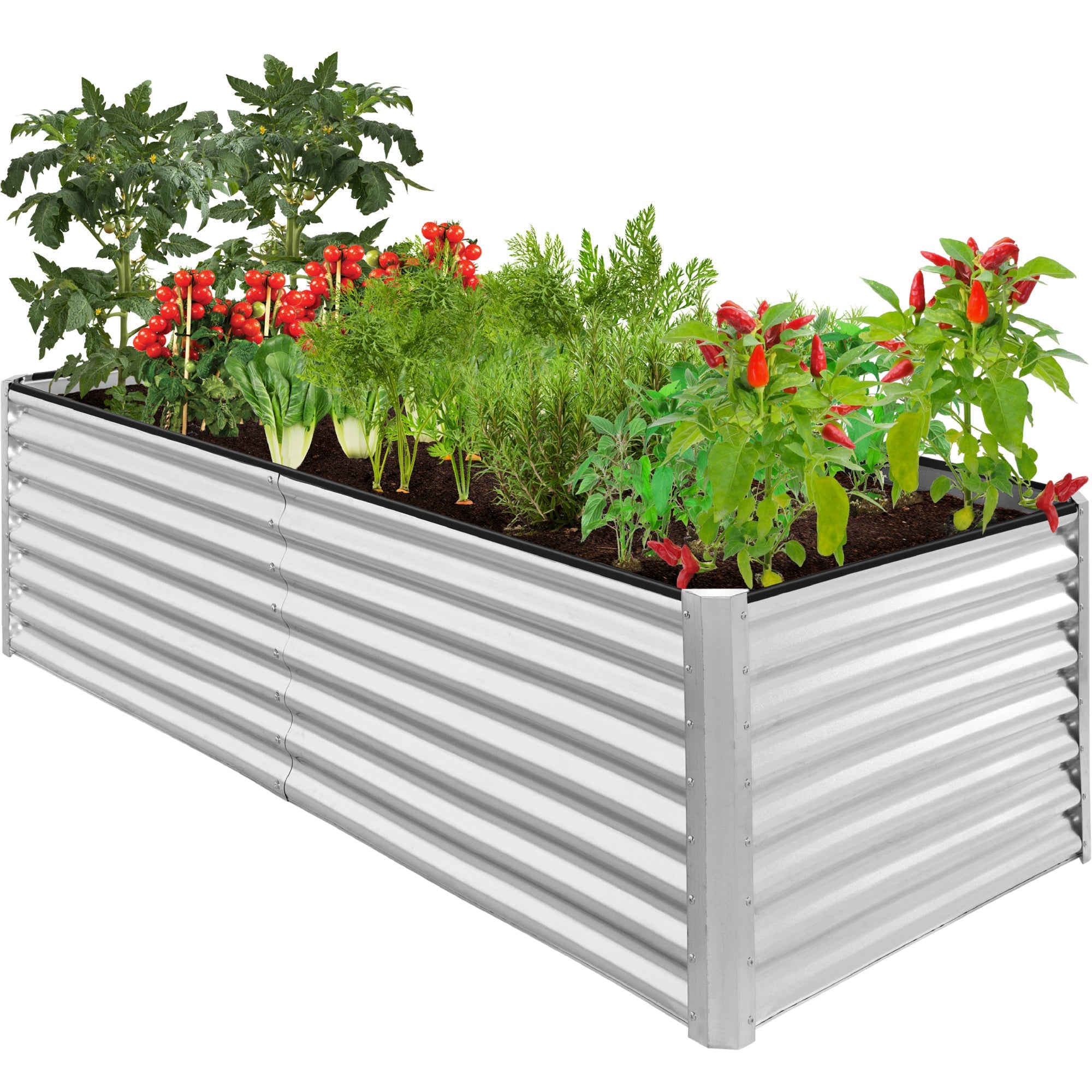 Outdoor Metal Raised Garden Bed for Vegetables, Flowers, Herbs - 8x4x2ft - Galvanized