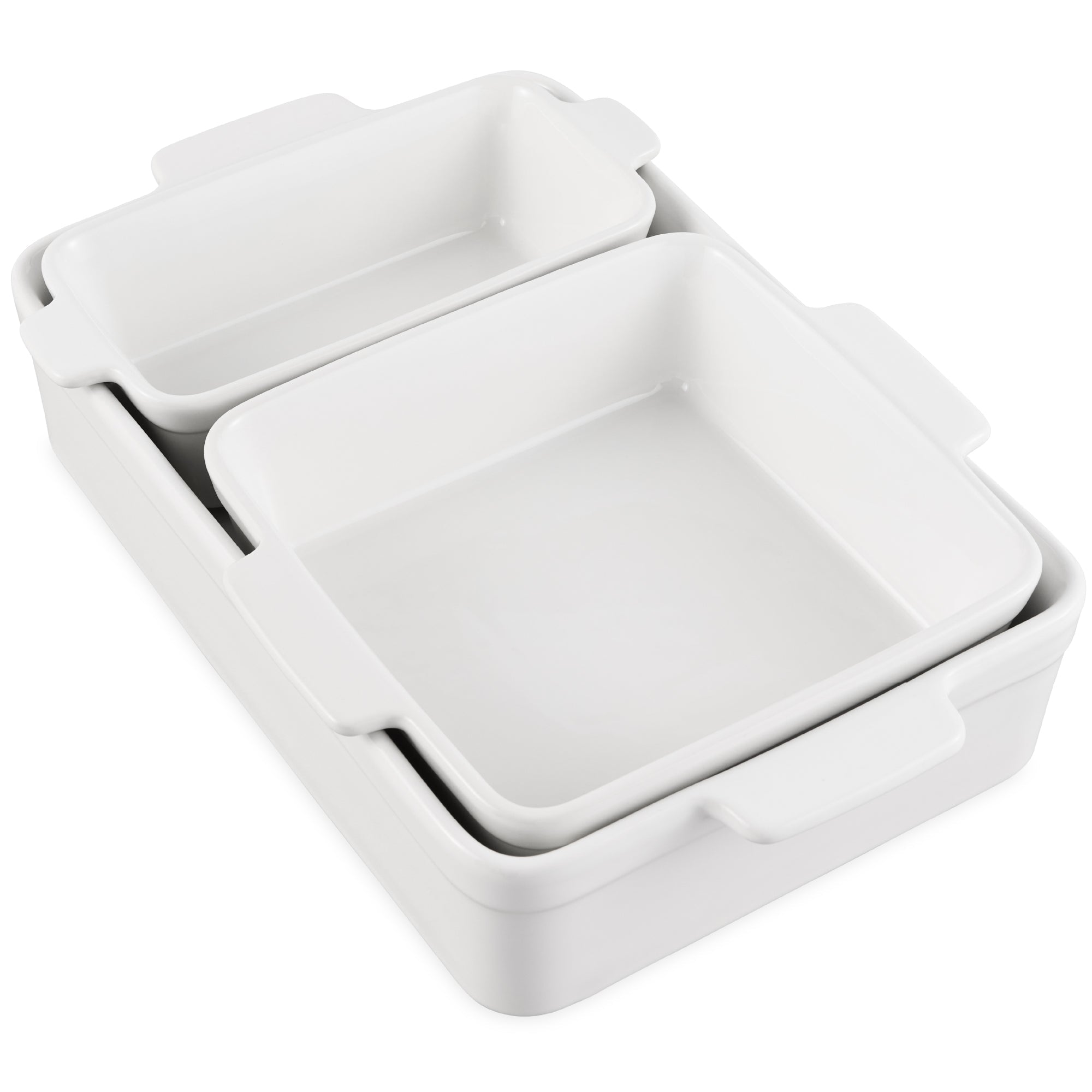 3-Piece Ceramic Bakeware Set, Stoneware Baking Dishes, Casserole Serving Set - Vanilla Buttercream
