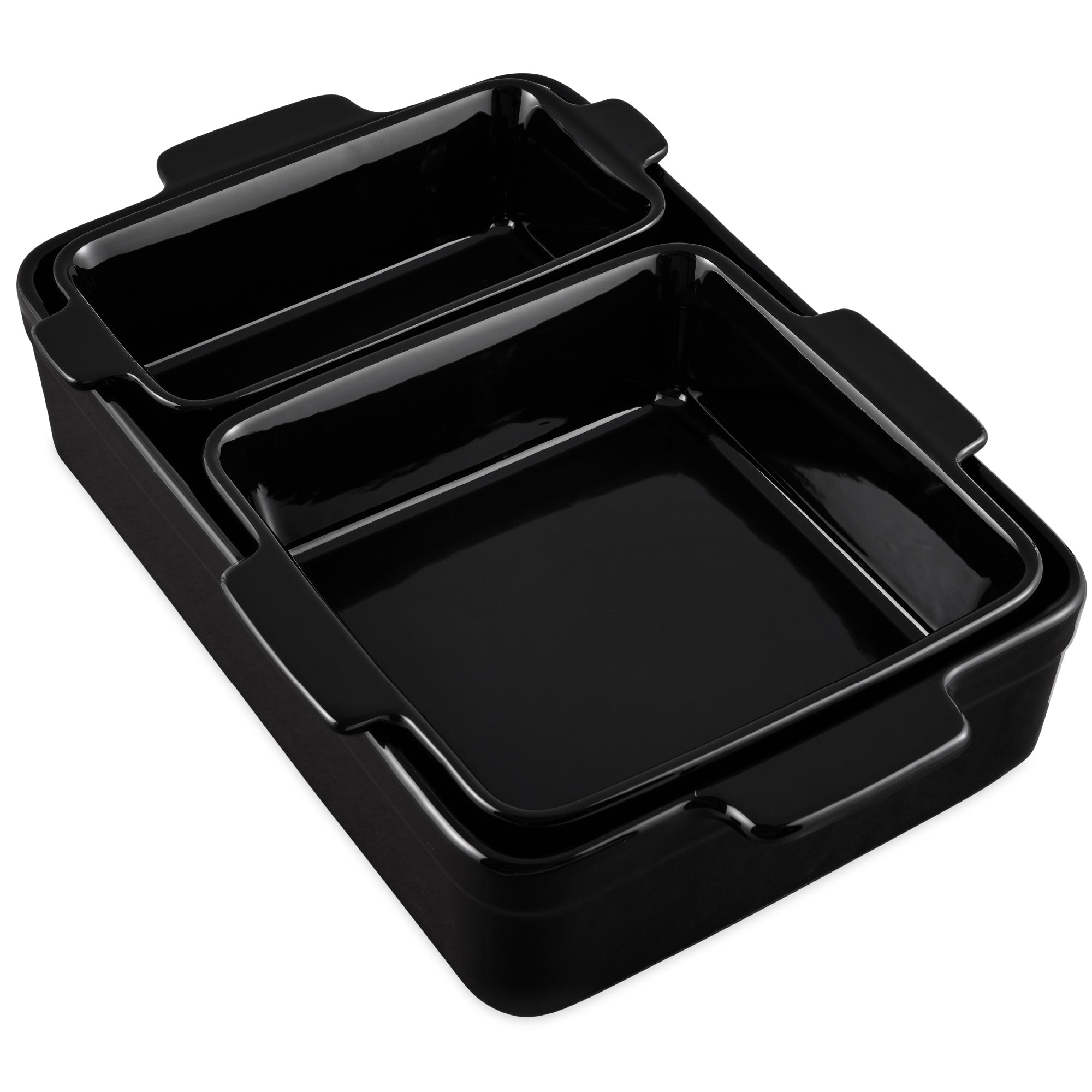 3-Piece Ceramic Bakeware Set, Stoneware Baking Dishes, Casserole Serving Set - Black Licorice