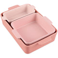 3-Piece Ceramic Bakeware Set, Stoneware Baking Dishes, Casserole Serving Set - Pink Champagne