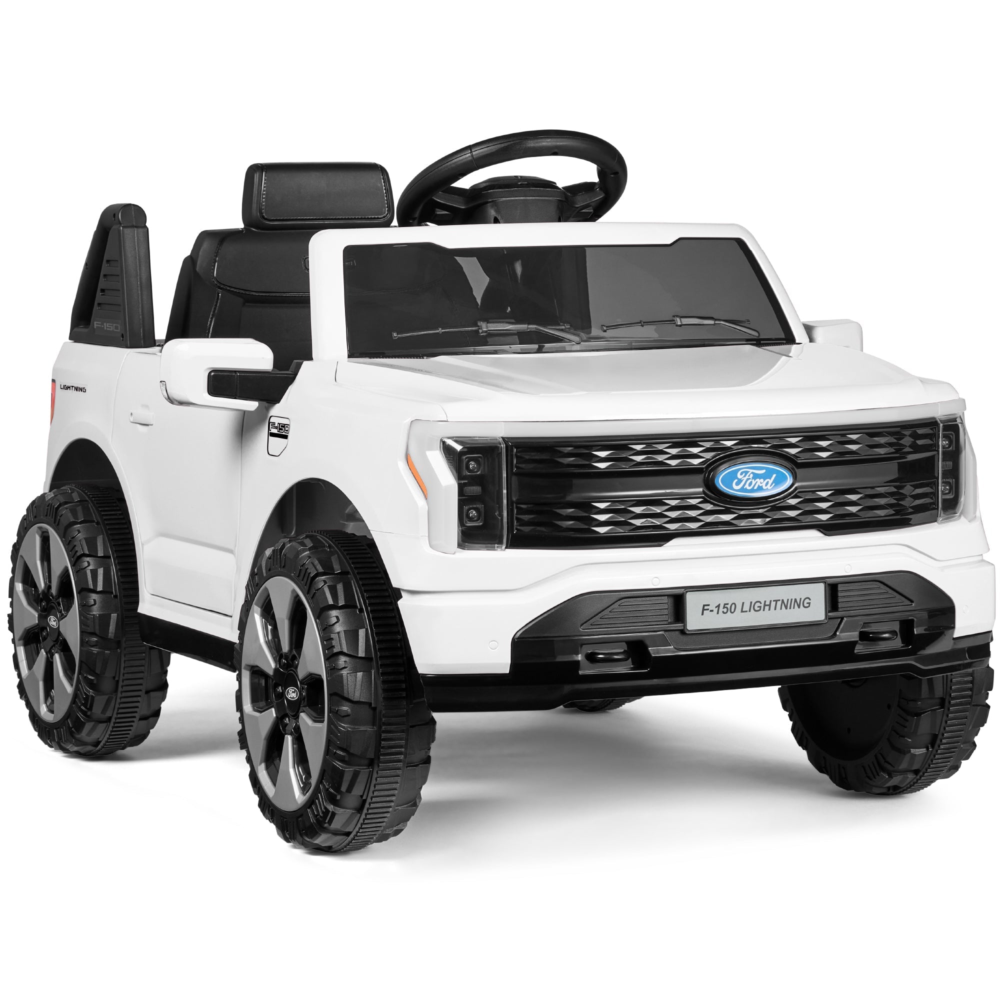 12V Kids Ride On Car Officially Licensed Ford Lightning w/ Remote, 2 Speeds - White