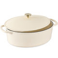 Oval Cast-Iron Dutch Oven Kitchen Cookware w/ Enamel - 7.5qt - Vanilla Buttercream