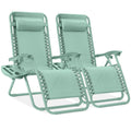 Set of 2 Adjustable Zero Gravity Patio Chair Recliners w/ Cup Holders - Seafoam