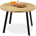 Mid-Century Modern Round Dining Table w/ Adjustable Feet - 35.5in - Natural