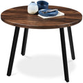 Mid-Century Modern Round Dining Table w/ Adjustable Feet - 35.5in - Dark Brown