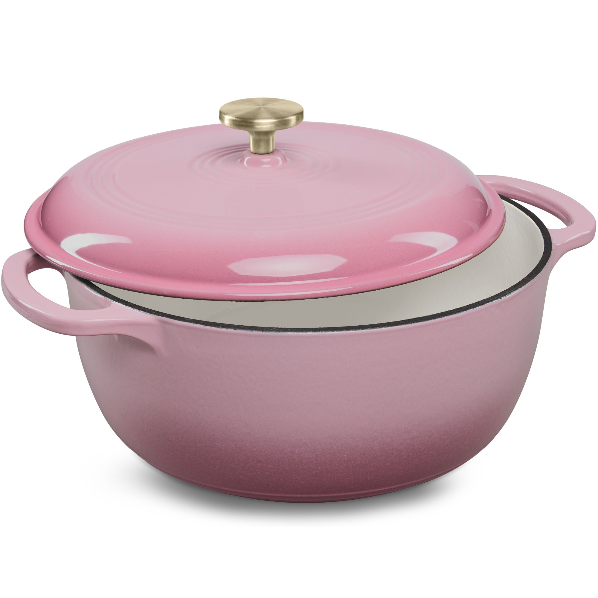 Cast-Iron Dutch Oven Kitchen Cookware w/ Enamel, Handles - 6qt - Pink Champagne