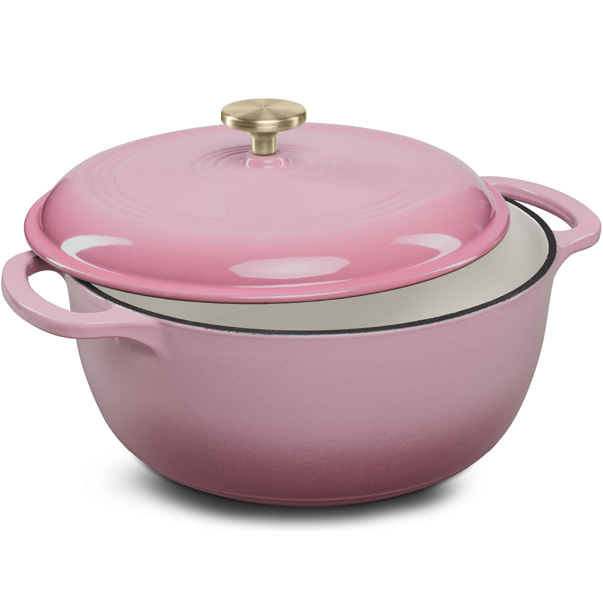 Cast-Iron Dutch Oven Kitchen Cookware w/ Enamel, Handles - 7.5qt - Pink Champagne
