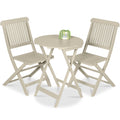 3-Piece Acacia Wood Bistro Set w/ Folding Table, 2 Chairs - Cream