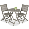 3-Piece Acacia Wood Bistro Set w/ Folding Table, 2 Chairs - Gray