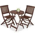 3-Piece Acacia Wood Bistro Set w/ Folding Table, 2 Chairs - Brown
