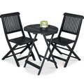 3-Piece Acacia Wood Bistro Set w/ Folding Table, 2 Chairs - Charcoal