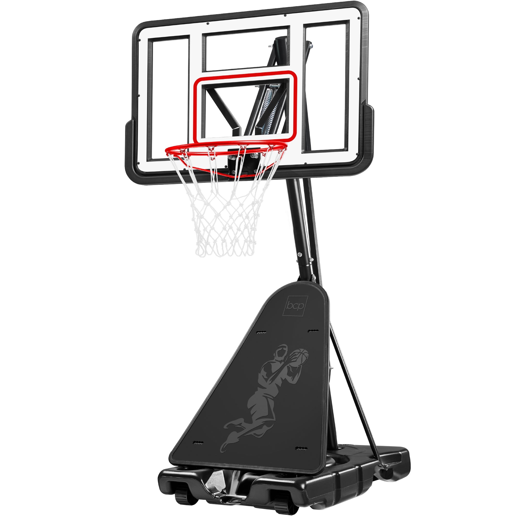 Adjustable 4.4-10ft Basketball Hoop, w/ Shatterproof Backboard,  Ball Return - White