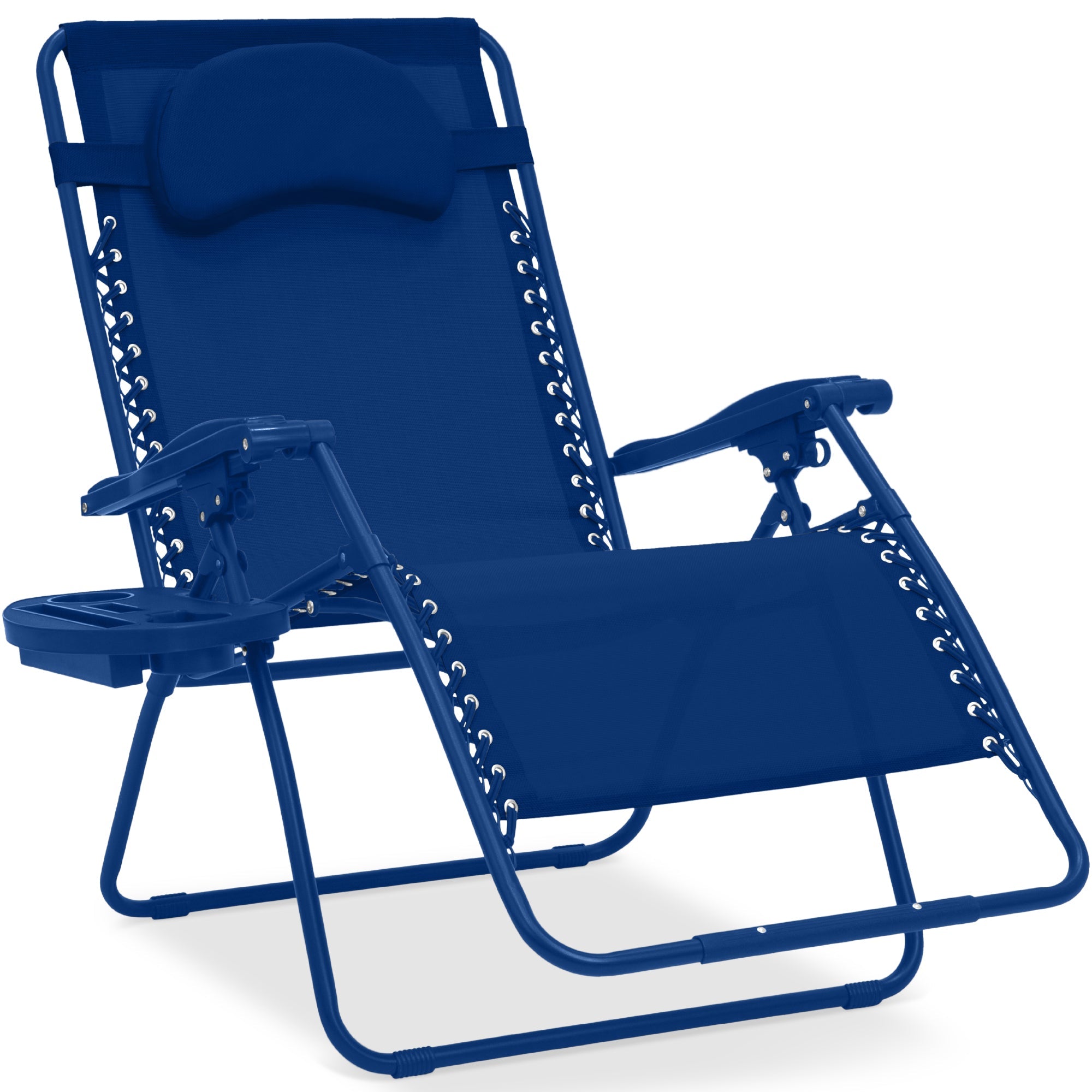 Oversized Reclining Zero Gravity Chair Lounger w/ Cup Holder, Pillow - Marine