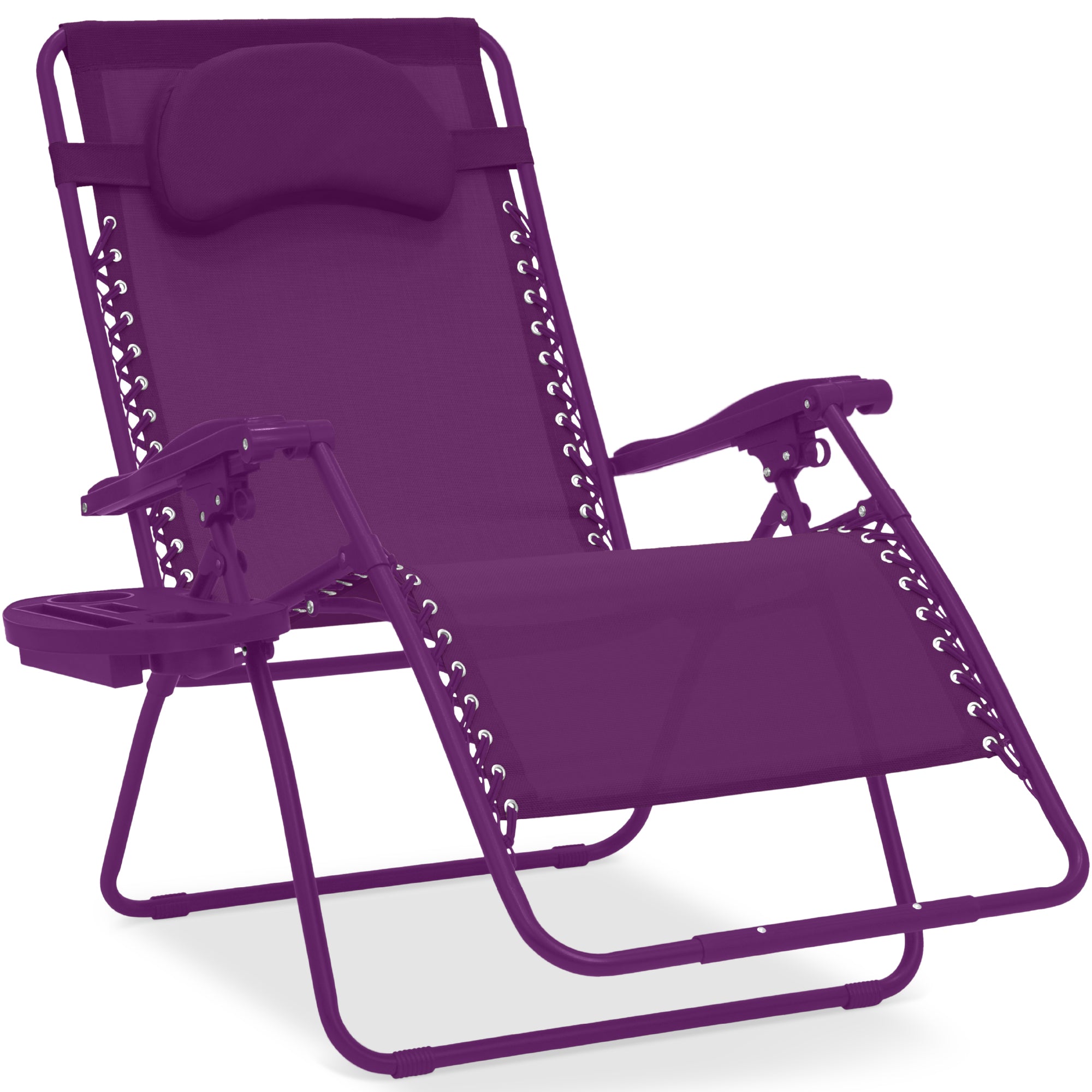 Oversized Reclining Zero Gravity Chair Lounger w/ Cup Holder, Pillow - Amethyst