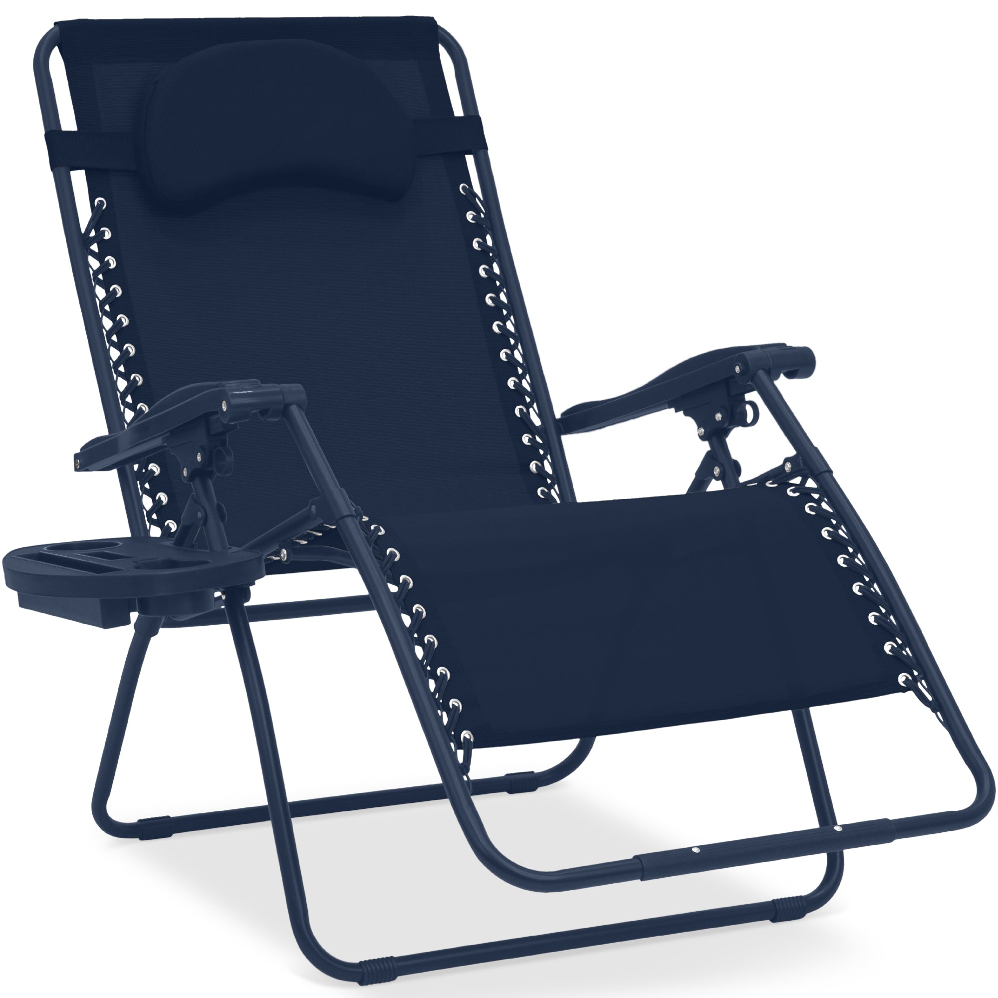 Oversized Reclining Zero Gravity Chair Lounger w/ Cup Holder, Pillow - Indigo