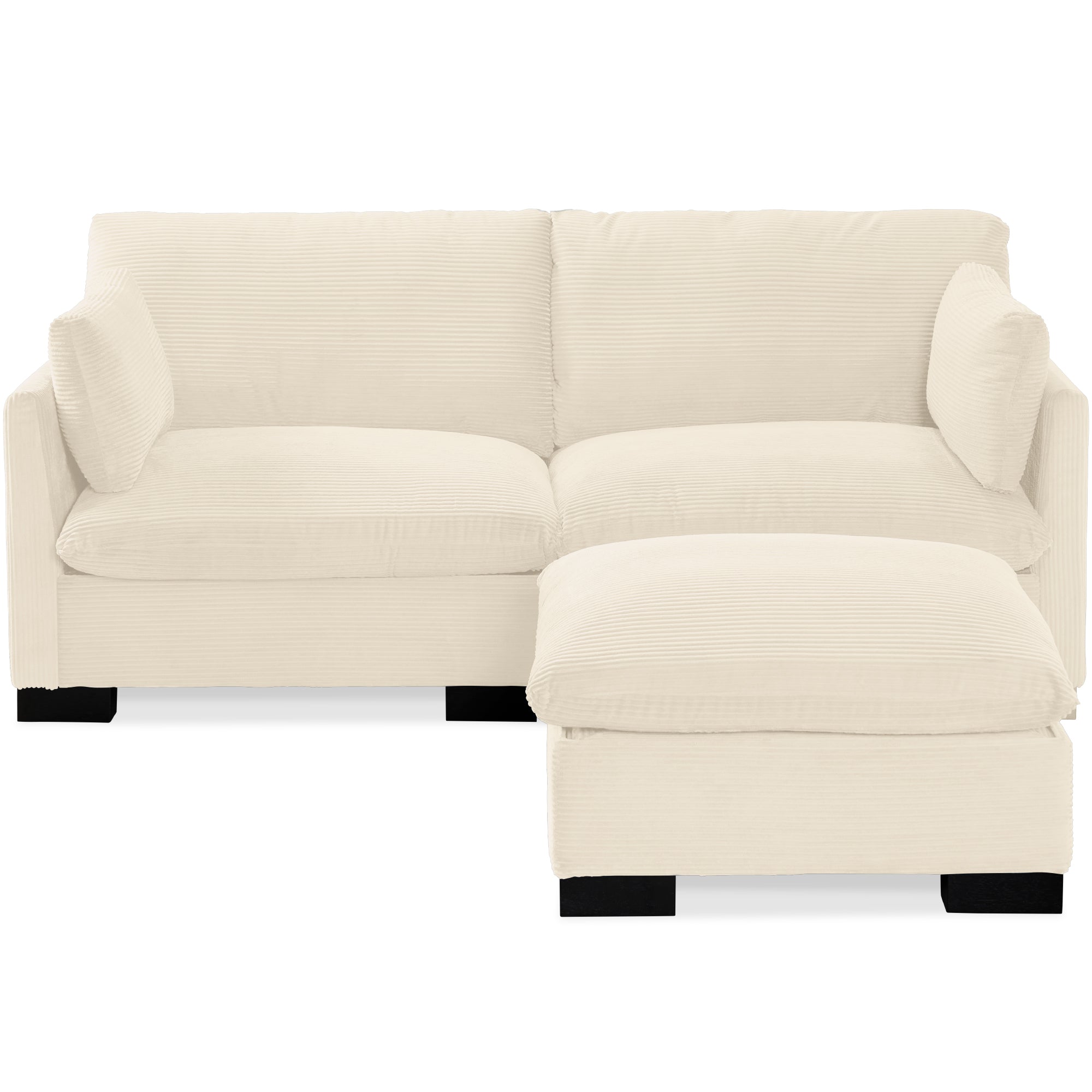 Modular Sectional Pillowtop Sofa w/ Ottoman & Storage  82in - Ivory