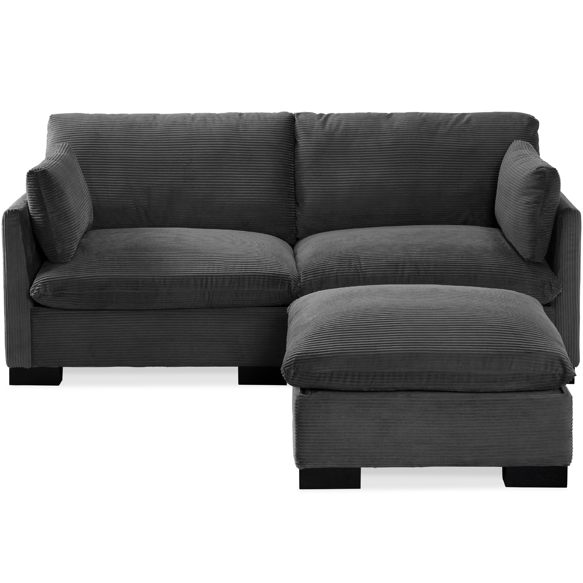 Modular Sectional Pillowtop Sofa w/ Ottoman & Storage  82in - Gray
