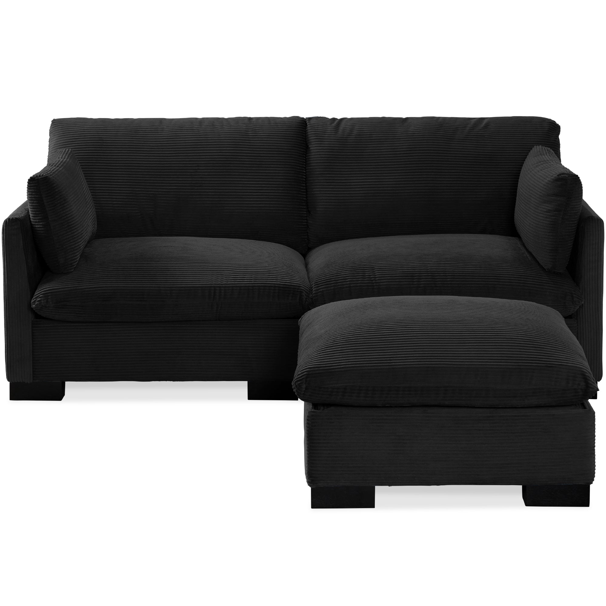 Modular Sectional Pillowtop Sofa w/ Ottoman & Storage  82in - Black