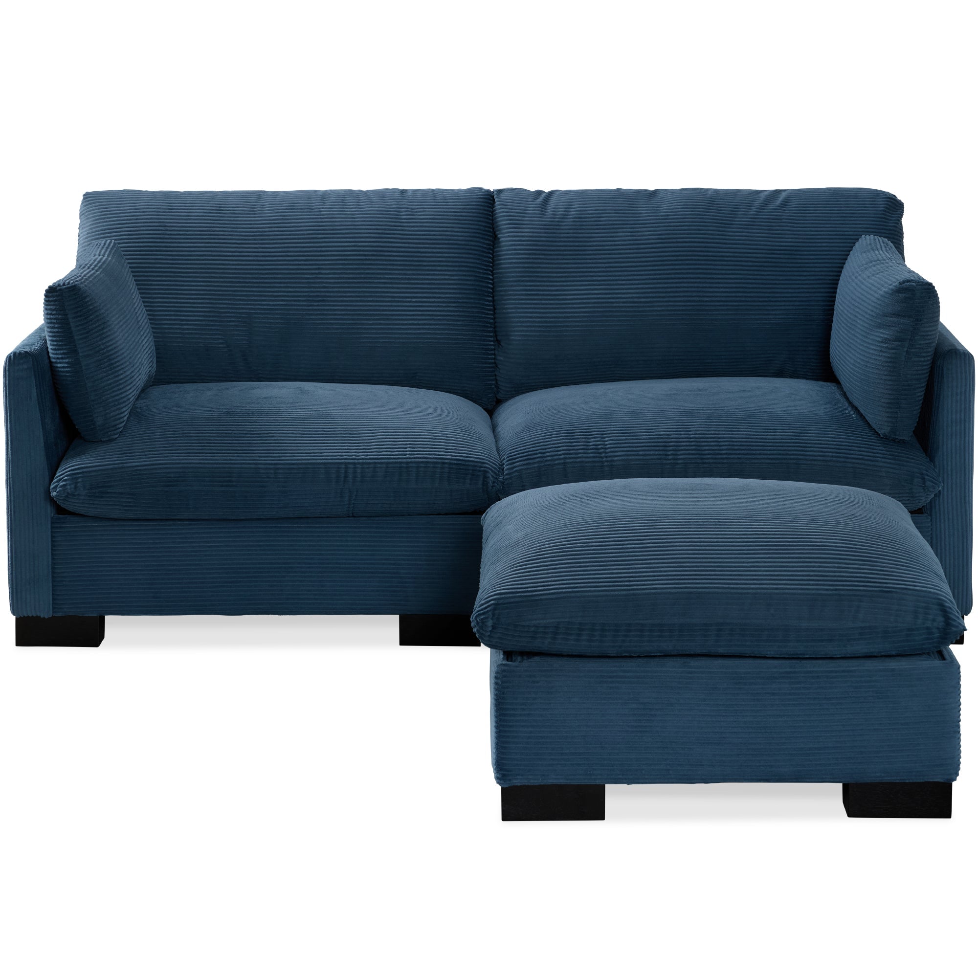 Modular Sectional Pillowtop Sofa w/ Ottoman & Storage  82in - Stone Blue
