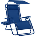 Folding Zero Gravity Recliner Patio Lounge Chair w/ Canopy, Side Tray - Marine
