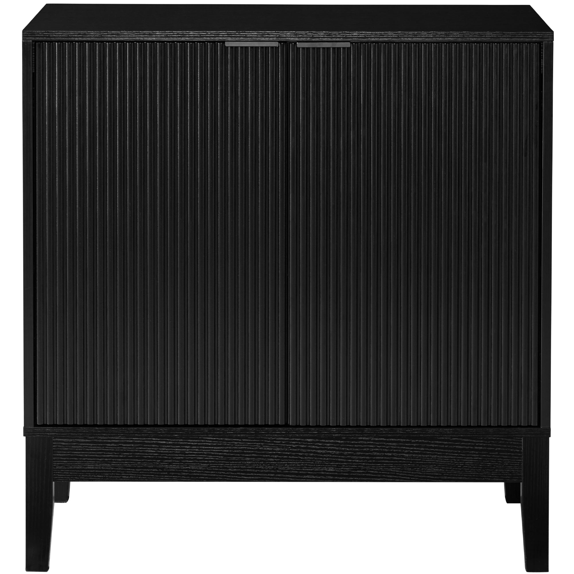 2-Door Reeded Storage Cabinet, Accent Furniture, Sideboard - Black