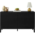 4-Door Reeded Storage Cabinet, Accent Furniture, Sideboard - Black