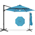 360 LED Rotating Cantilever Offset Patio Umbrella - 10ft - Sky Blue