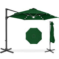 360 LED Rotating Cantilever Offset Patio Umbrella - 10ft - Green