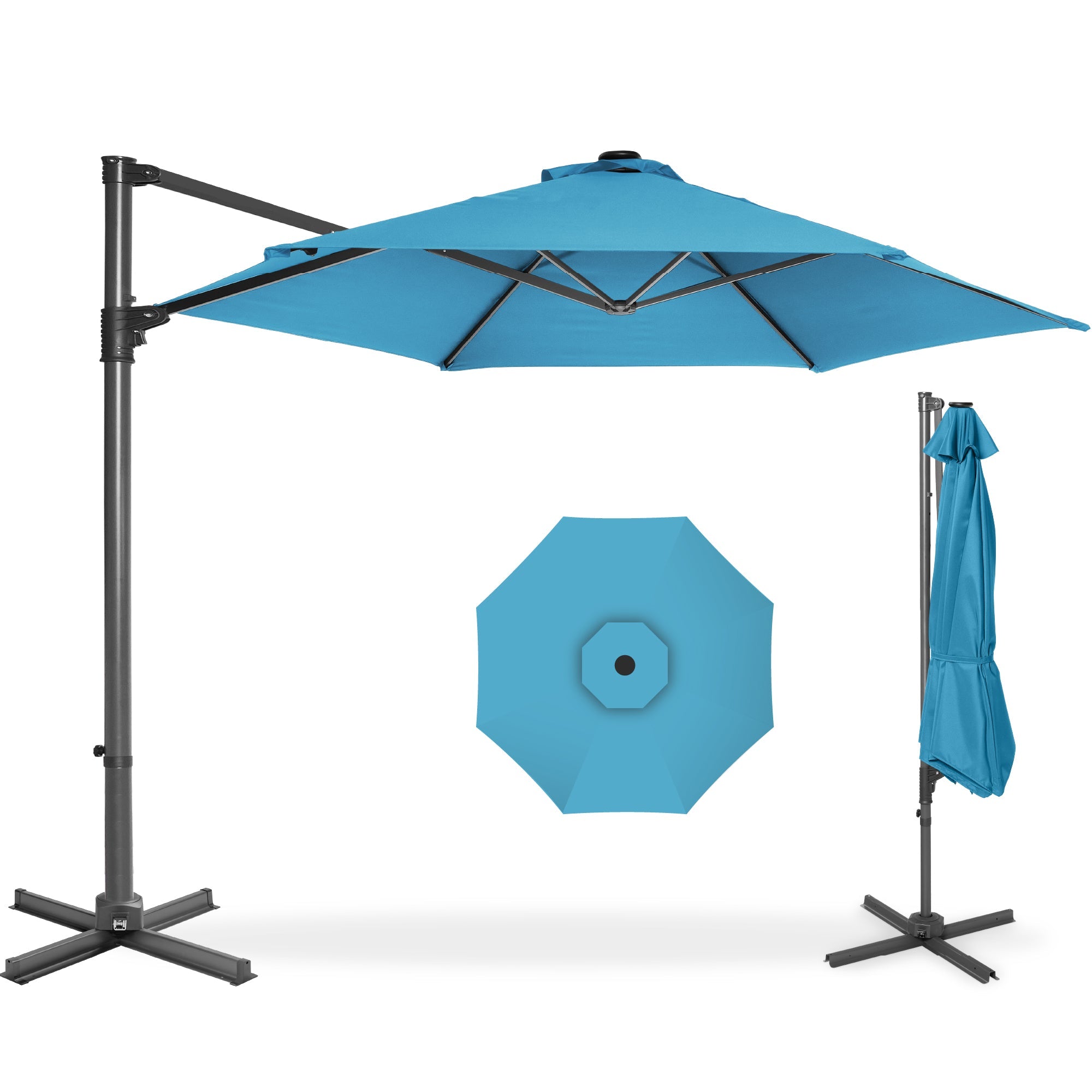 360 Rotating Cantilever Offset Patio Umbrella - 10ft - Sky Blue