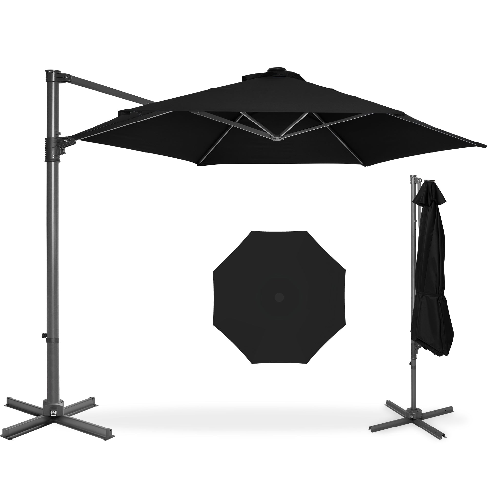 360 Rotating Cantilever Offset Patio Umbrella - 10ft - Black