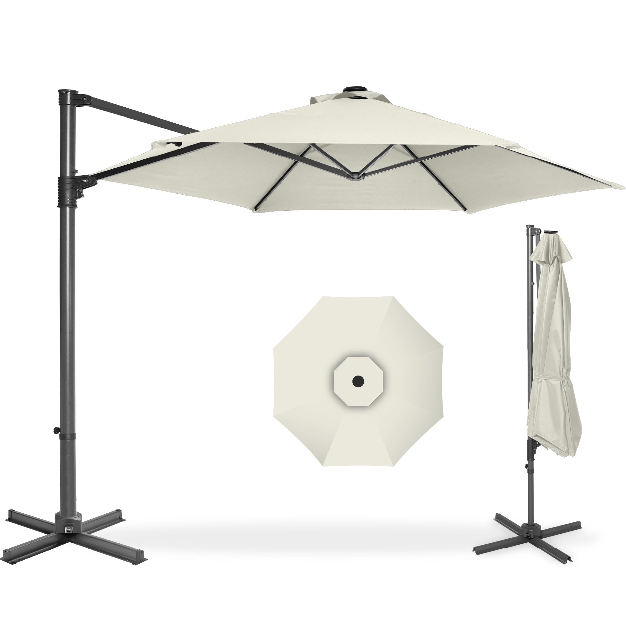 360 Rotating Cantilever Offset Patio Umbrella - 10ft - Ivory