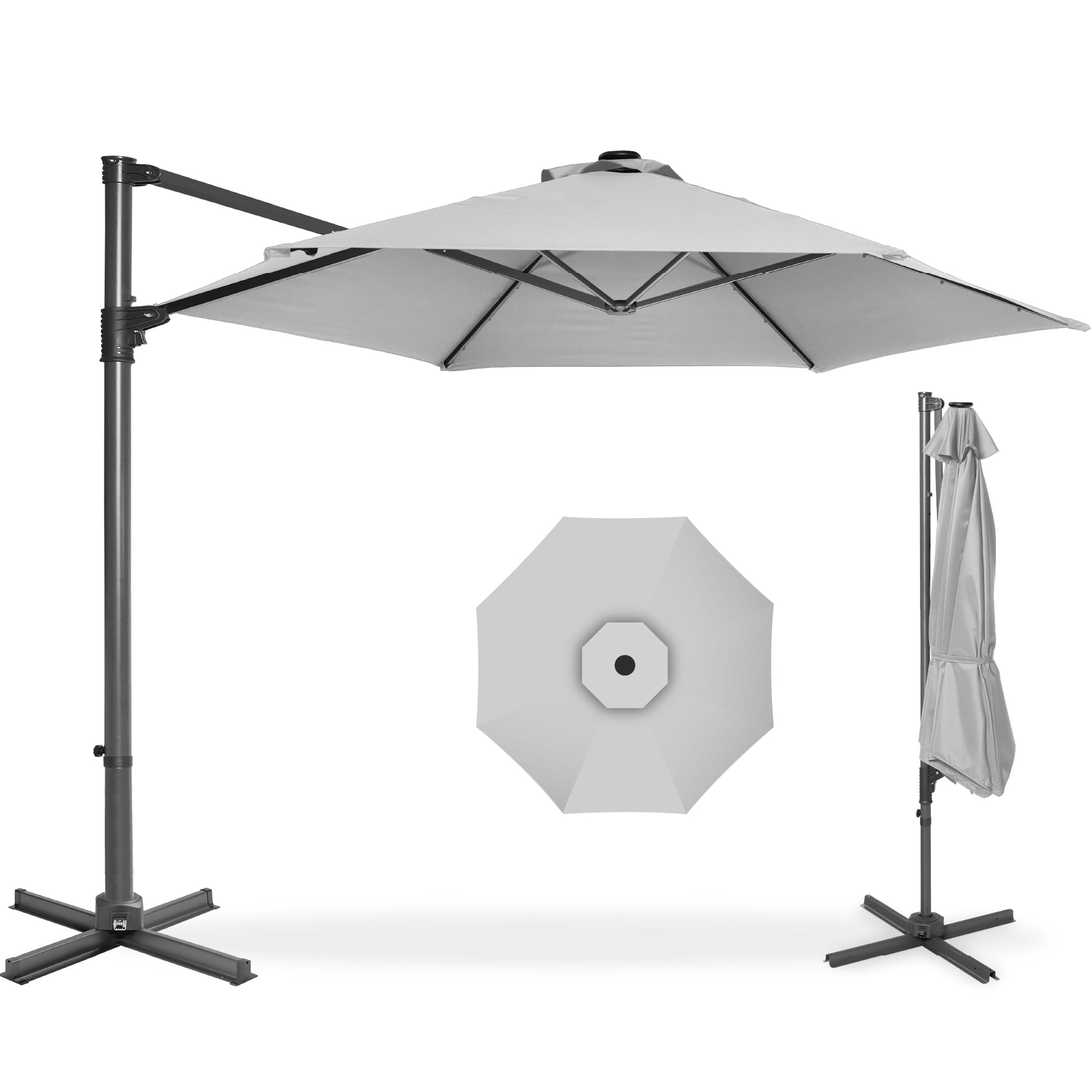 360 Rotating Cantilever Offset Patio Umbrella - 10ft - Fog Gray