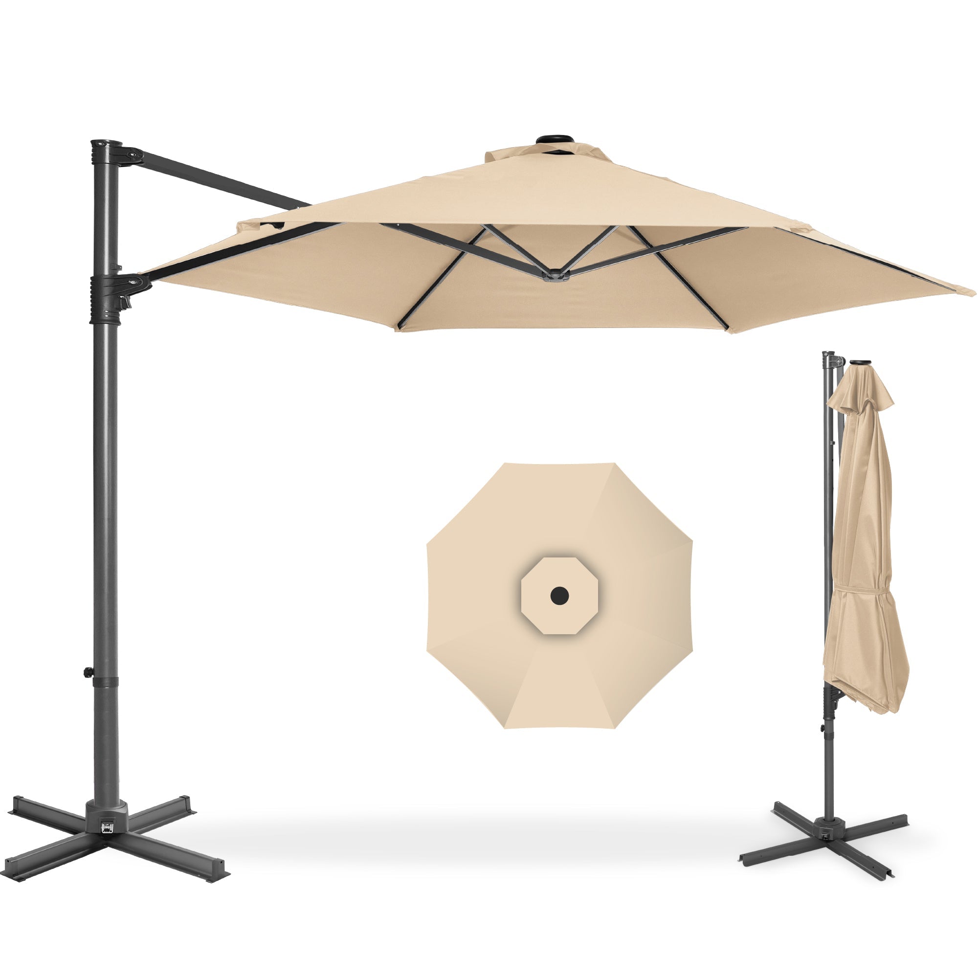 360 Rotating Cantilever Offset Patio Umbrella - 10ft - Sand