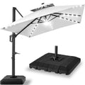 9x12ft 2-Tier Outdoor Solar LED Cantilever Patio Umbrella - Fog Gray
