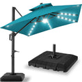 9x12ft 2-Tier Outdoor Solar LED Cantilever Patio Umbrella - Cerulean