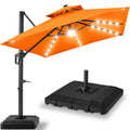 9x12ft 2-Tier Outdoor Solar LED Cantilever Patio Umbrella - Orange