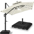 12x12ft 2-Tier Outdoor Solar LED Cantilever Patio Umbrella - Ivory