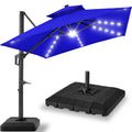 12x12ft 2-Tier Outdoor Solar LED Cantilever Patio Umbrella - Resort Blue