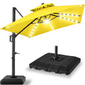 12x12ft 2-Tier Outdoor Solar LED Cantilever Patio Umbrella - Yellow