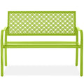Indoor Outdoor Steel Bench w/ Geometric Backrest, Foot Levelers - Lime Green