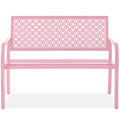 Indoor Outdoor Steel Bench w/ Geometric Backrest, Foot Levelers - Pink