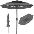 3-Tier Patio Umbrella w/ Tilt Adjustment, Crank - 10ft - Gray