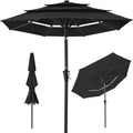3-Tier Patio Umbrella w/ Tilt Adjustment, Crank - 10ft - Black