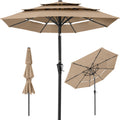 3-Tier Patio Umbrella w/ Tilt Adjustment, Crank - 10ft - Tan