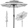 3-Tier Patio Umbrella w/ Tilt Adjustment, Crank - 10ft - Fog Gray