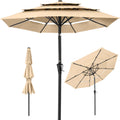 3-Tier Patio Umbrella w/ Tilt Adjustment, Crank - 10ft - Sand
