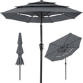 3-Tier Patio Umbrella w/ Tilt Adjustment, Crank - 10ft - Slate