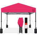 One-Person Setup Instant Pop Up Canopy w/ Case, 4 Weight Bags - 12x12ft - Hot Pink