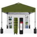 One-Person Setup Instant Pop Up Canopy w/ Side Wall, Carrying Case - 10x10ft - Olive Green