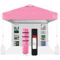 One-Person Setup Instant Pop Up Canopy w/ Side Wall, Carrying Case - 10x10ft - Pink/White